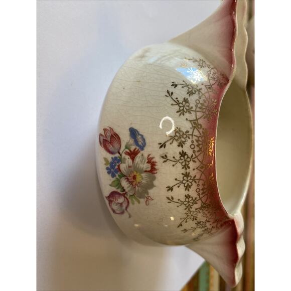 VINTAGE French Saxon China Gold Lace Floral Union Made Creamer Sugar Bowl Set - Picture 16 of 16